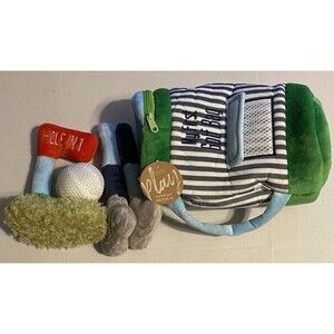 Mud Pie My First Golf Bag Plush Toy Play Set Stuffed Animals Plushie Blue NEW 9”